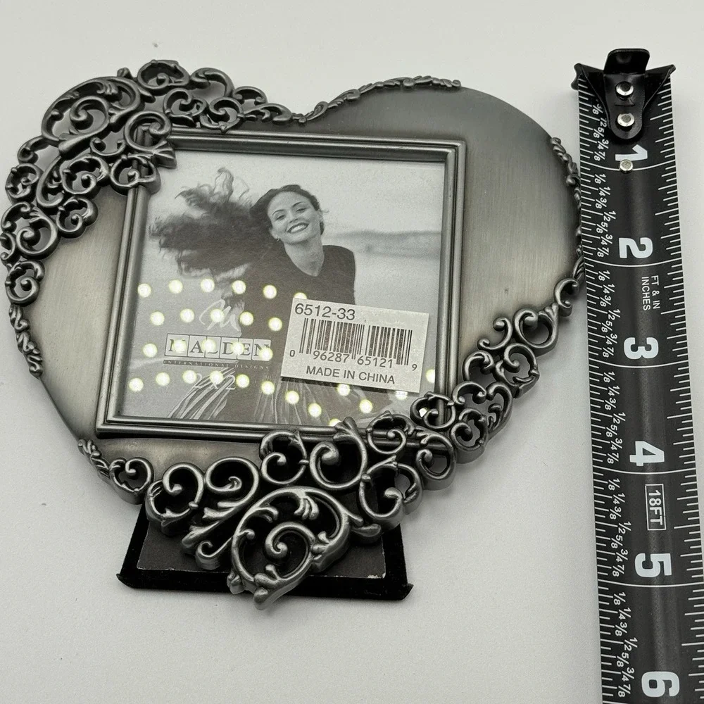Pair of NWT Malden International Designs Pewter Heart Photo Frames